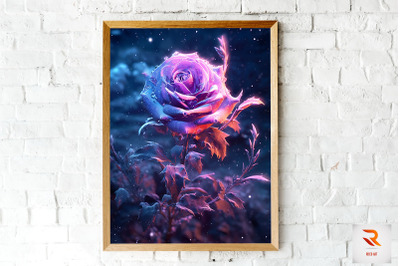 Whimsical Winter Purple Rose Wall Art