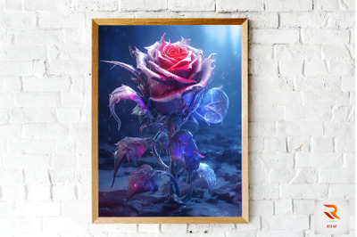 Whimsical Winter Purple Rose Wall Art