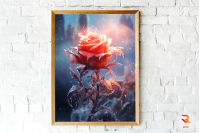 Whimsical Winter Red Rose Wall Art