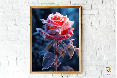 Whimsical Winter Red Rose Wall Art