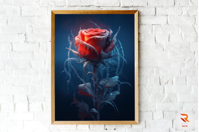 Whimsical Winter Red Rose Wall Art