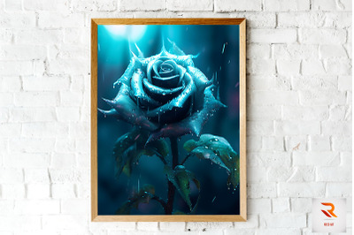 Whimsical Winter Teal Rose Wall Art