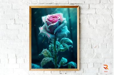 Whimsical Winter Teal Rose Wall Art