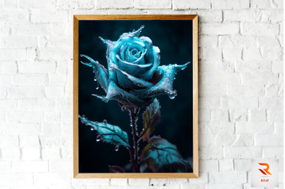 Whimsical Winter Turquoise Rose Wall Art