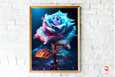 Whimsical Winter Turquoise Rose Wall Art