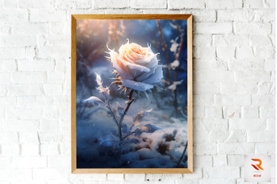 Whimsical Winter White Rose Wall Art