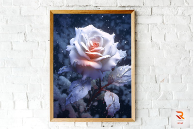 Whimsical Winter White Rose Wall Art