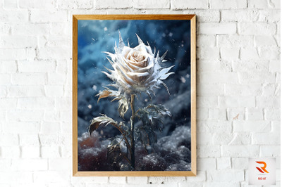 Whimsical Winter White Rose Wall Art