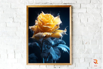 Whimsical Winter Yellow Rose Wall Art