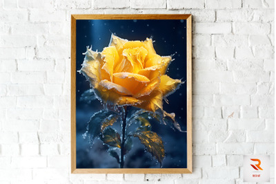 Whimsical Winter Yellow Rose Wall Art