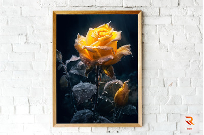 Whimsical Winter Yellow Rose Wall Art