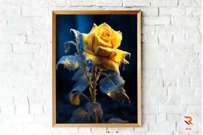 Whimsical Winter Yellow Rose Wall Art