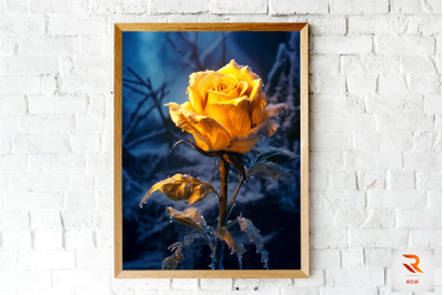 Whimsical Winter Yellow Rose Wall Art