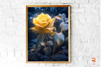 Whimsical Winter Yellow Rose Wall Art