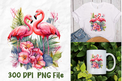 Pink Flamingo Flock Standing Tropical