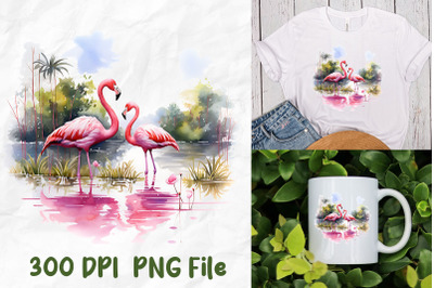 Pink Flamingo Peaceful Lake Stand Tall