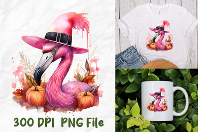 Pink Flamingo Halloween Witch Pumpkin