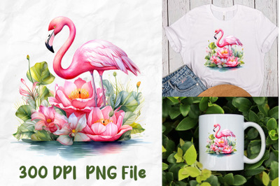 Pink Flamingo Peaceful Lotus Flower Yoga