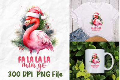 Fa La La La Min Go Christmas Flamingo