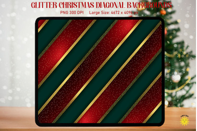 Glitter Christmas Red And Green Diagonal