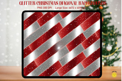 Christmas Red And Silver Diagonal Lines