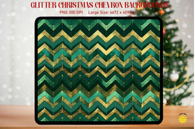 Christmas Chevron Gold and Green Pattern