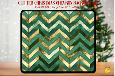 Christmas Chevron Gold and Green Pattern