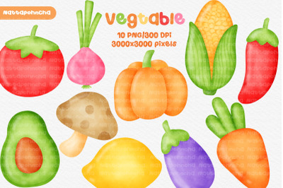 Set of watercolor vegetables and fruits illustrations for healthy eat