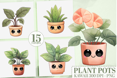 15 Kawaii Plants Clipart - Cute PNG Stickers