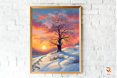 A Tree In A Snow Wall Art