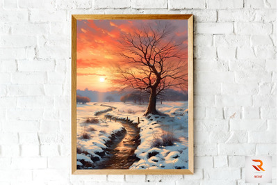 A Tree In A Snow Wall Art