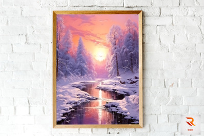 A Snowy River In Winter Wall Art