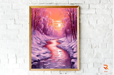 A Snowy River In Winter Wall Art