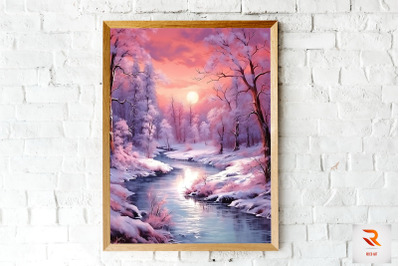 A Snowy River In Winter Wall Art