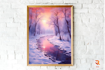 A Snowy River In Winter Wall Art