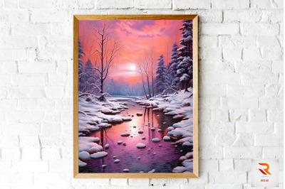 A Snowy River In Winter Wall Art