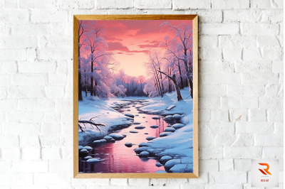 A Snowy River In Winter Wall Art