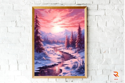 A Snowy River In Winter Wall Art