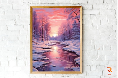 A Snowy River In Winter Wall Art