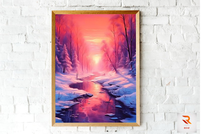 A Snowy River In Winter Wall Art