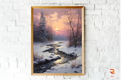 Pastel Snowy Winter At Sunrise Wall Art