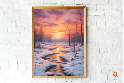 Pastel Snowy Winter At Sunrise Wall Art