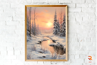 Pastel Snowy Winter At Sunrise Wall Art