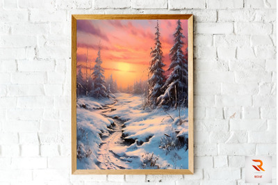 Pastel Snowy Winter At Sunrise Wall Art