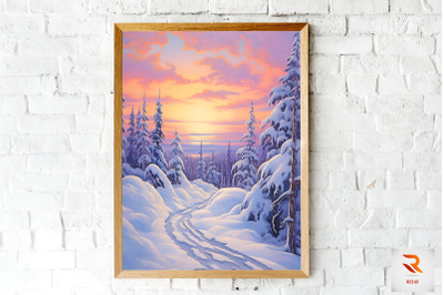 Pastel Snowy Winter At Sunrise Wall Art