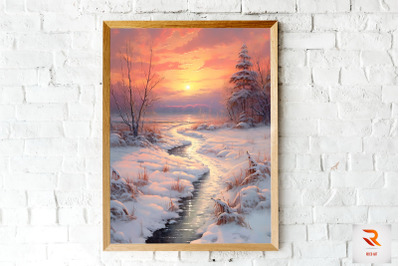 Pastel Snowy Winter At Sunrise Wall Art