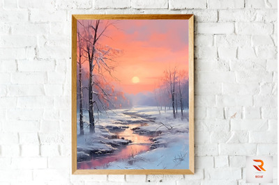 Pastel Snowy Winter At Sunrise Wall Art