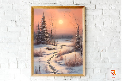 Pastel Snowy Winter At Sunrise Wall Art