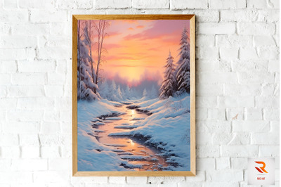 Pastel Snowy Winter At Sunrise Wall Art