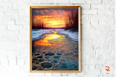 Painting Abstract Sunset Wall Art